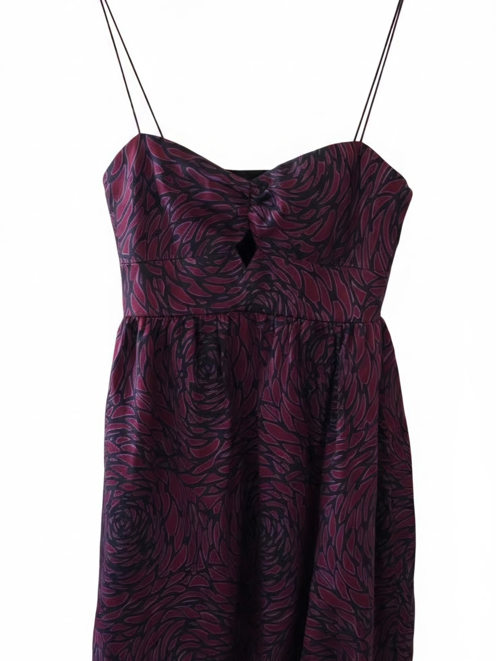 VTG Vivienne Tam Y2K Silk Bubble Hem Floral Cutout Dress Purple Wine Medium